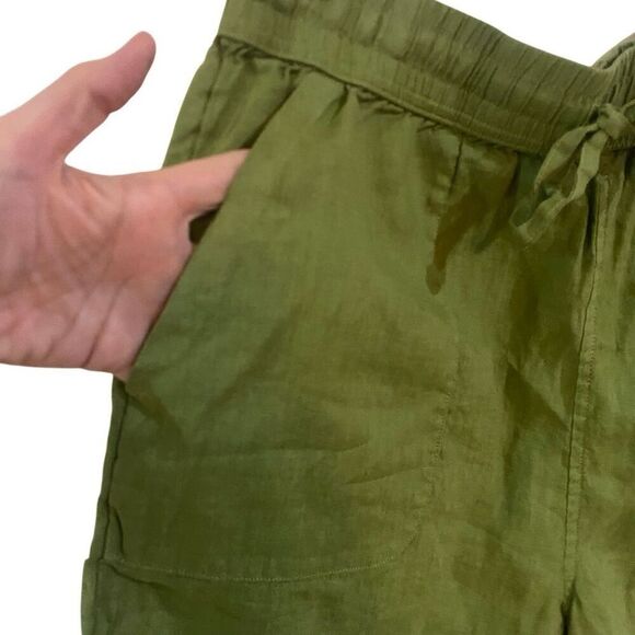 C&C California 100% linen NWOT green large pockets drawstring waist - Picture 4 of 4